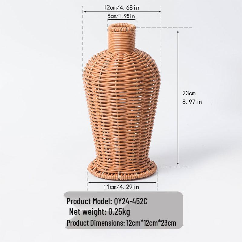 High-Grade Imitation Rattan Woven Vase for Dried Flowers - Elegant Living Room and Desktop Ornament