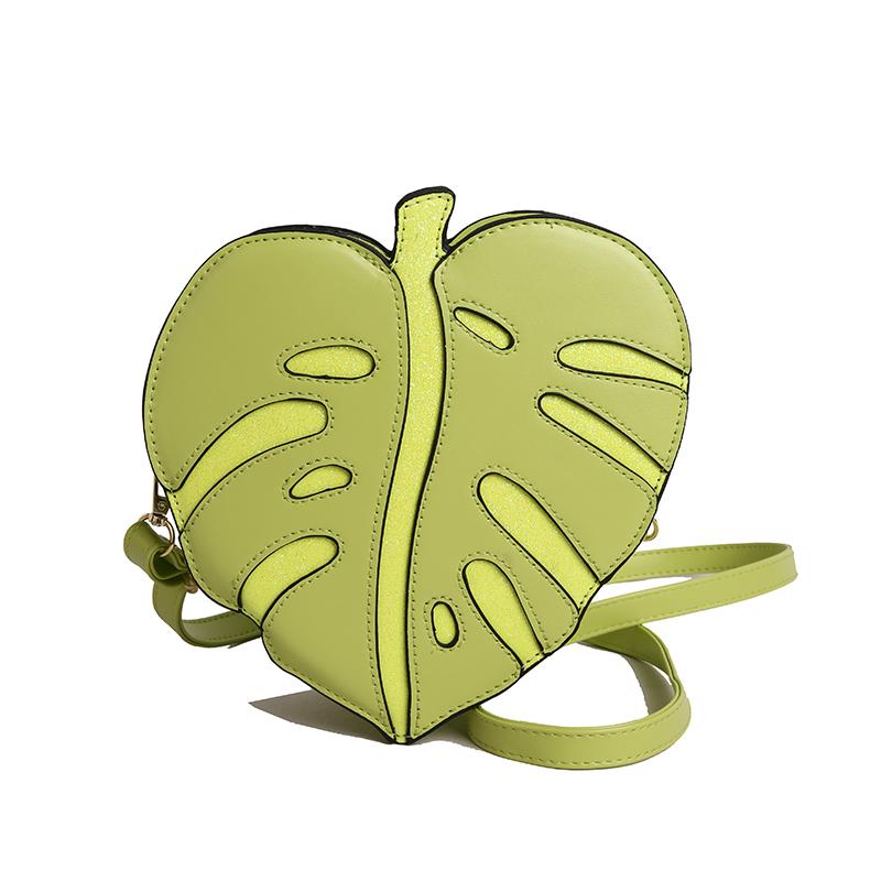 Neuankunft Neuheit Pflanzenblatt-Form Geldbörse Cartoon Niedlich Einzigartig Einzelne Schulter Crossbody-Taschen Damen Kleine Leder Handytasche