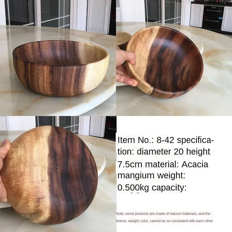 Salátová mísa z akáciového dřeva - Kruhový a kreativní design, Vyrobena z celého dřeva, Ideální pro servírování