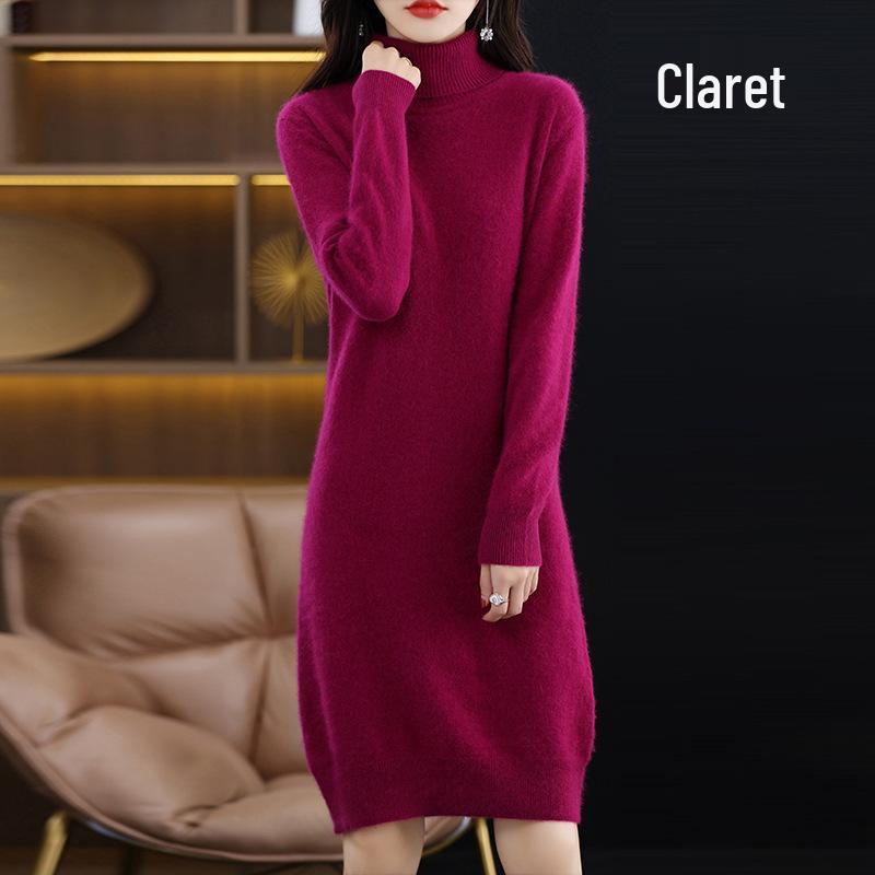 Women's Mink Velvet High Neck Knit Dress