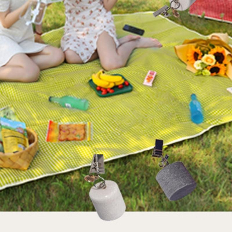 Stainless Steel Tablecloth Clamps With Natural Marble Stone Textured Elegant Cylinder Design For Modern Dining Tables