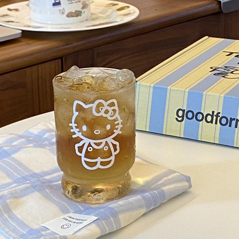 High Transparent Cartoon Kt Cat Glass, Cute High Borosilicate Water Cup, Girl Heart Milk Breakfast Cup Coffee Cup