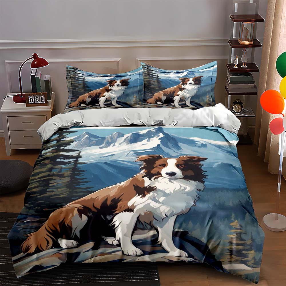 

Dog, forest, mountains, snow. Bedding sets Duvet cover sets Duvet covers Pillowcases(1 * Duvet Cover 2 * Pillowcases, without duvet insert) 135x200cm