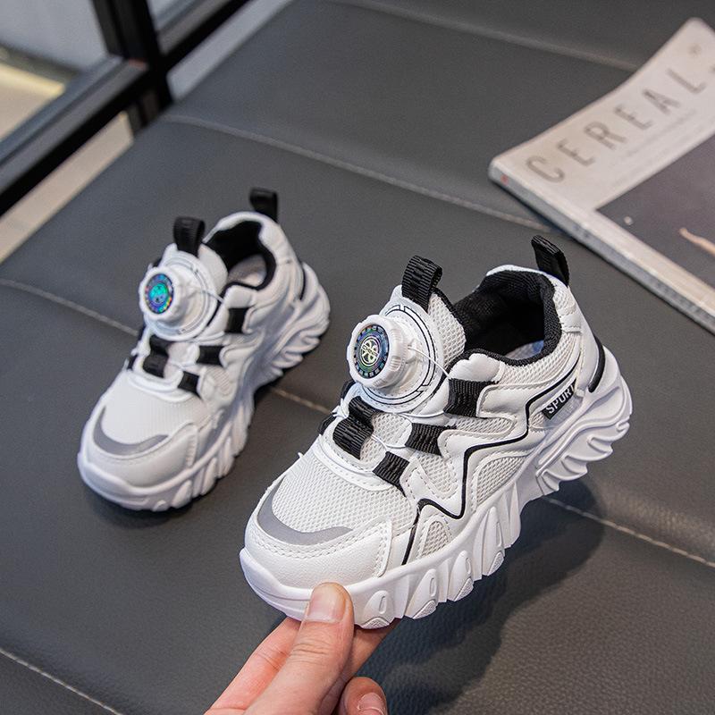 Children's Rotating Button Sneakers, New Spring/autumn Styles, Breathable Mesh Sneakers for Girls, Korean-style Dad Shoes for Boys