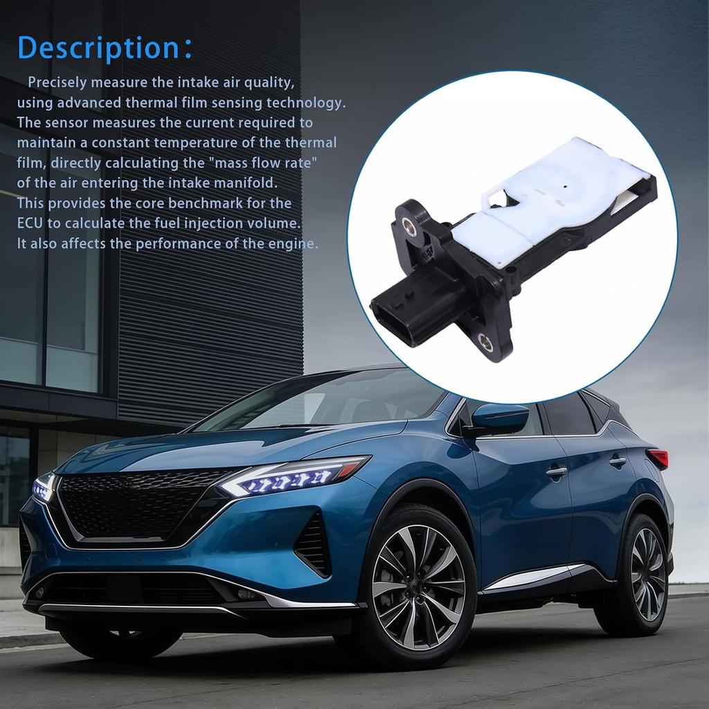 22680-BV80B Mass Air Flow Sensor MAF Meter Sensor for Infiniti 2017-2020 QX60 for Nissan 2016-2018 Altima | 2018-2024 Kicks | 2017-2025 Versa,