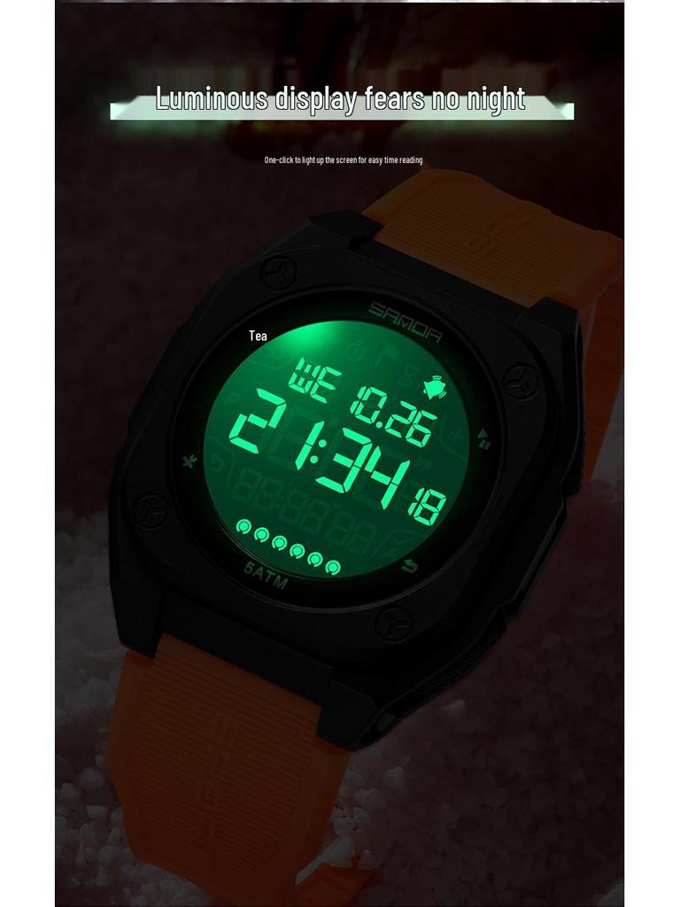 Sanda Multifunctional Luminous Waterproof Student Countdown Watch with Alarm
