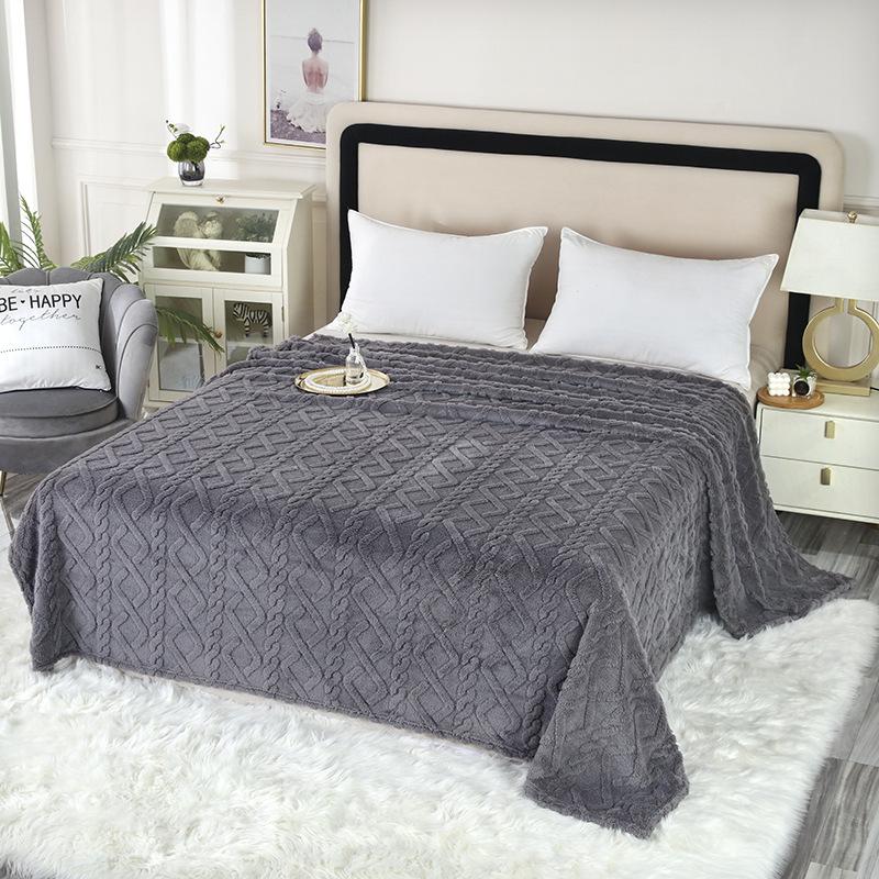 

Двусторонний однотонный флисовый и тафтовый плед для дивана или сна 180x200 cm