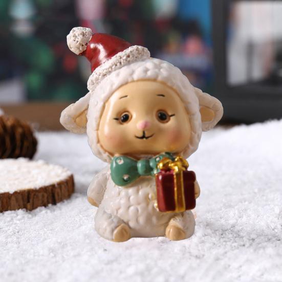 Yousheng Christmas Miniature Figurines Mini Resin Santa Claus/Snowman/Tree/Bear/Rabbit Figurine 3D Cute Christmas Statue for Home Desk Decor Dollhouse