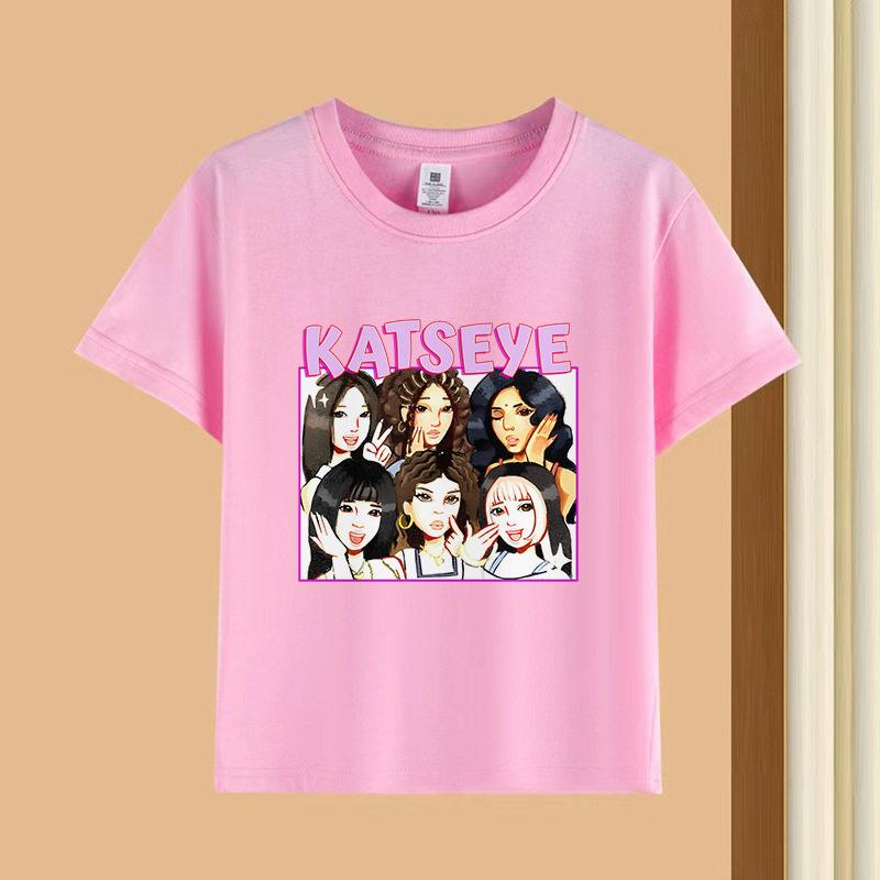 Bestselling Korean Girl Group Katseye Printed Tshirt Shortsleeved Fashionable Casual Adult and Childrens Top