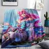 1Pc KDA Ahri Print Flannel Blanket, High Quality Comfortable for All Seasons, Home Decor, Warmth and Comfort, Perfect for Gifts