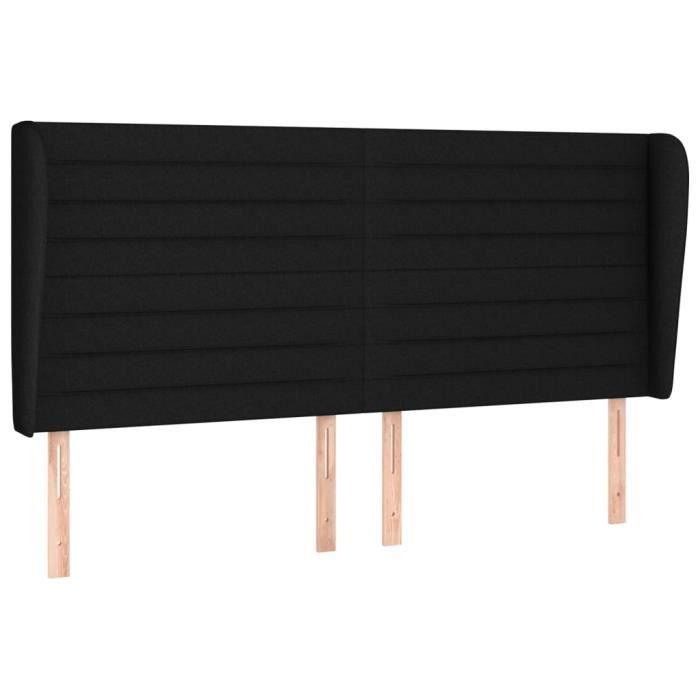 VidaXL Tête de lit avec oreilles Noir 203x23x118-128 cm Tissu3118120