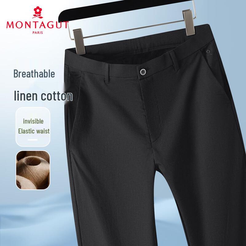 MONTAGUT Men's Breathable Linen-Blend Casual Trousers