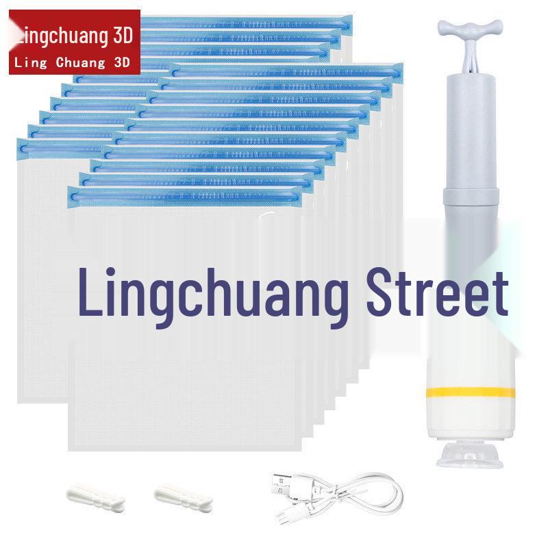 

Electric Air Pump Vacuum Storage Bag for 3D Printing Filament - Dustproof, Moistureproof Drying Solution for PETG & ABS 1 manual pump