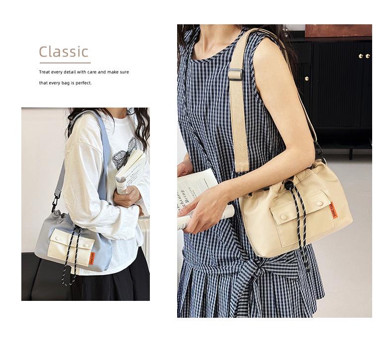 Korean Style Women's Lightweight Drawstring Shoulder Tote: Casual, Stylish & Perfect for Work, Commute, Travel, or Going Out.