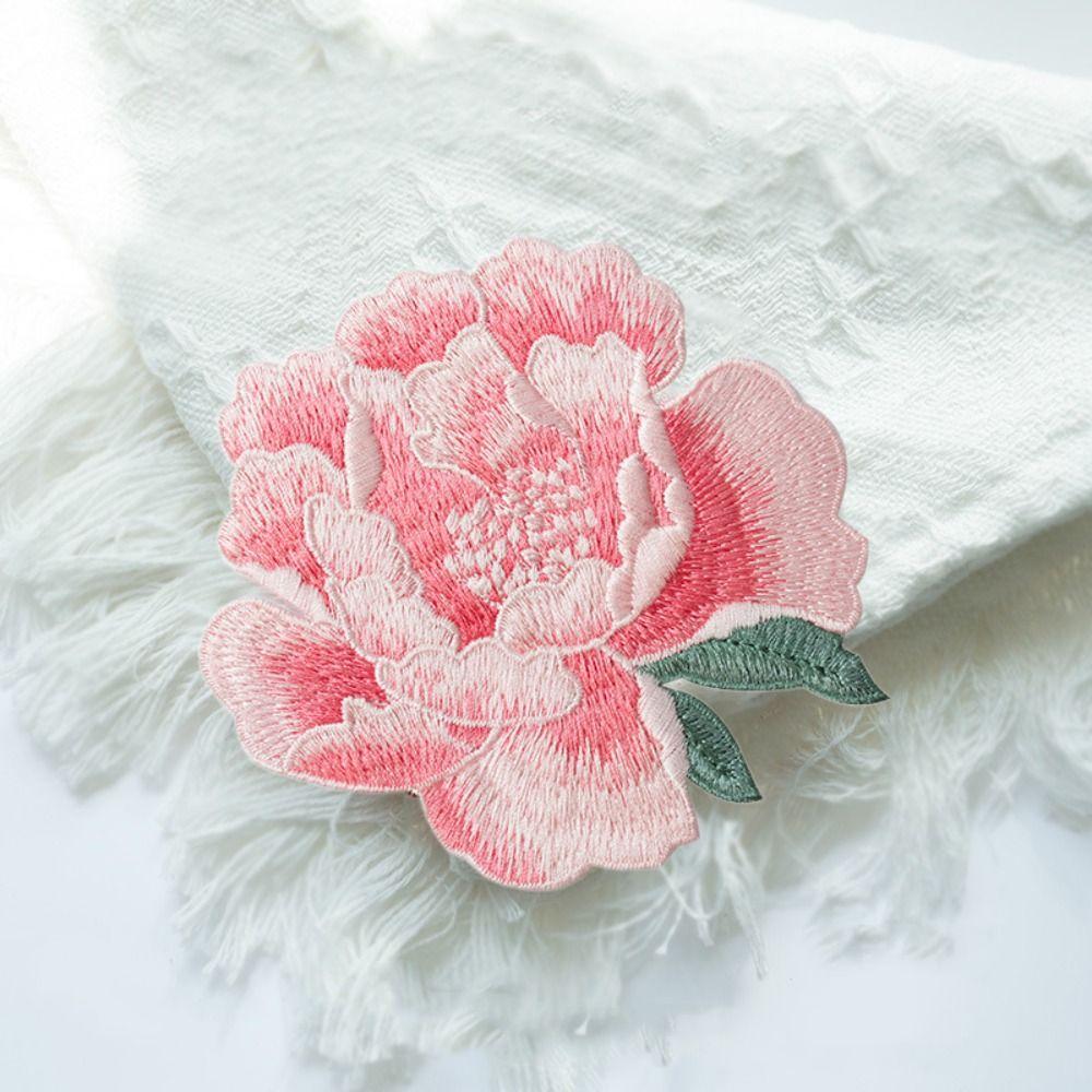 Sew On Clothing Applique Chinese Style Clothes Patches Peony Flower Embroidered Patches  Sewing