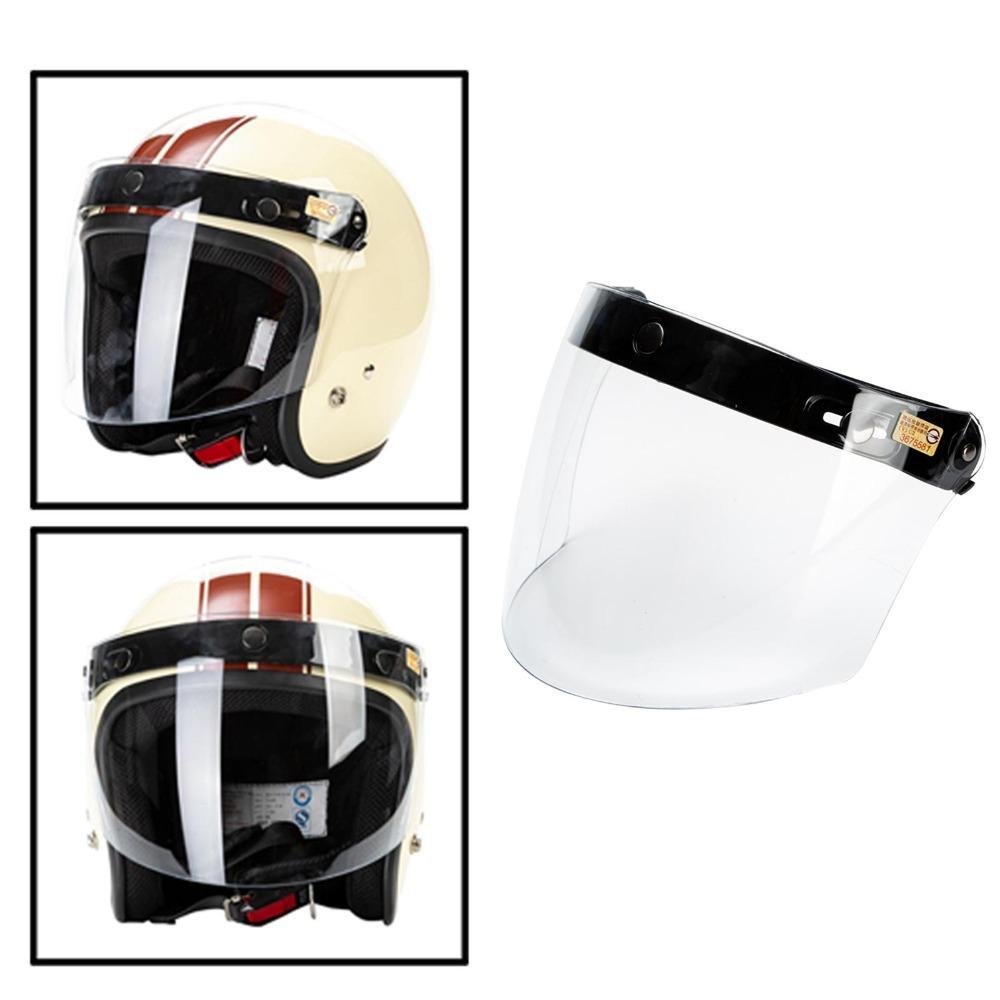 New Universal Full Face Helmet Visor Wind Shield Lens 3-Snap Motorcycle Open Face