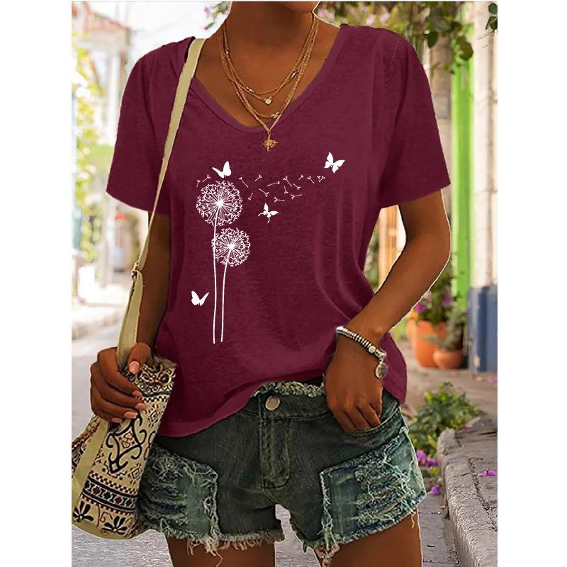 JPNTKY Women's Fashion Casual V-Neck Short Sleeve  Blouses & Shirts