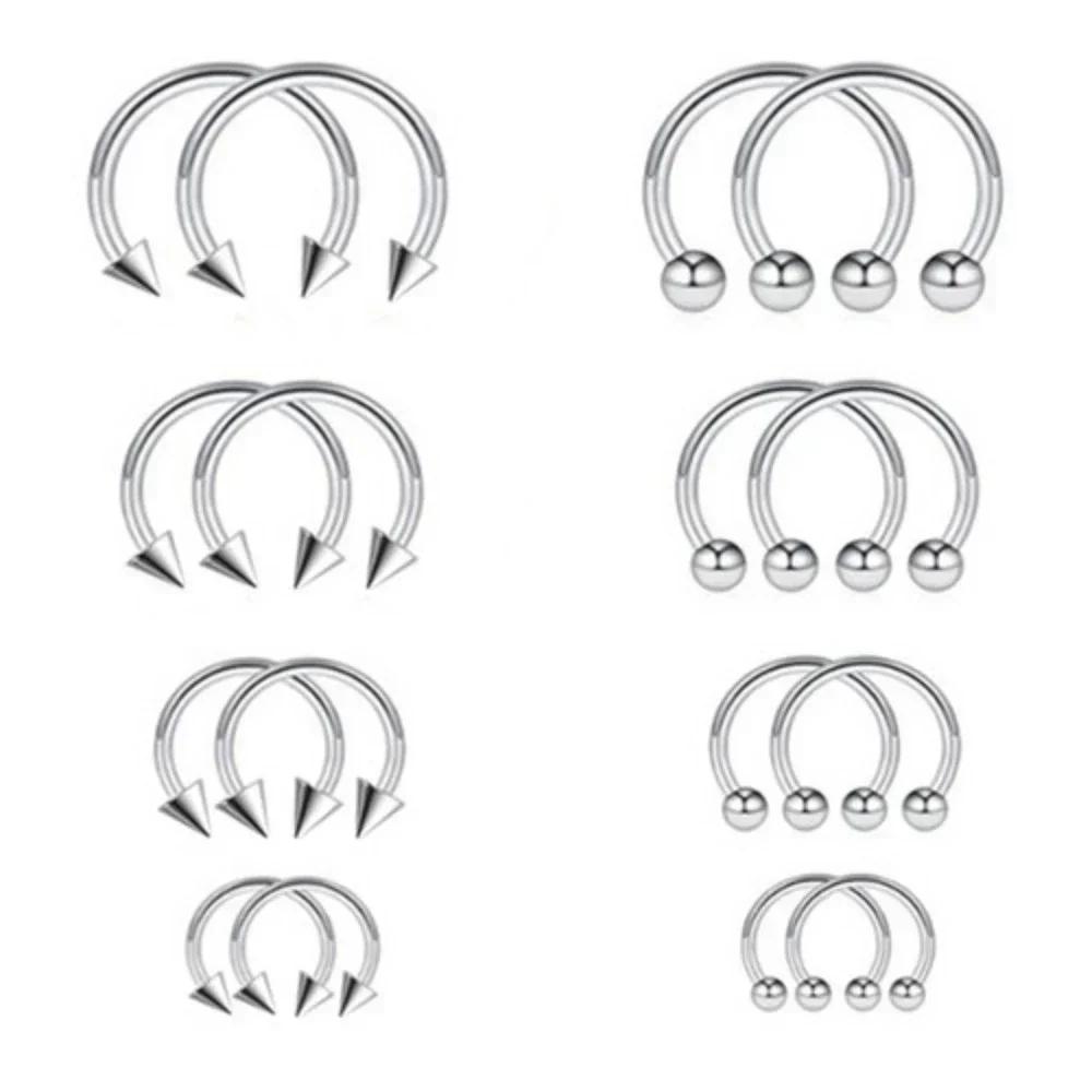 5-20pc 6-14mm Surgical Steel Horseshoe Nose Septum Ring Bar 3mm Ball Ear Lip Barbell Stud Piercing 16G