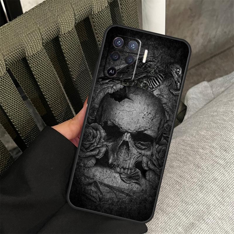 Crow Raven Dark Skull Case For Oppo A58 A18 A38 A78 A98 A17 A77 A80 A40 A60 A16 A76 A96 A74 A94 A54 A15 A57S Cover