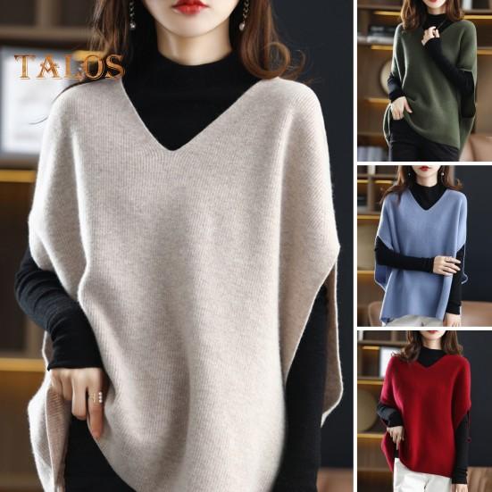 Women Knitting Waistcoat V-neck Sleeveless Knitting Tops Solid Color Loose Fit Breathable Casual Knitwear Daily Wear