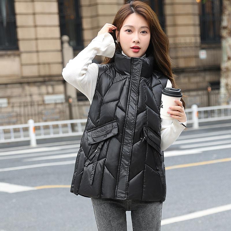 New glossy leave-in down cotton vest women's autumn and winter short cotton vest vest vest vest jacket