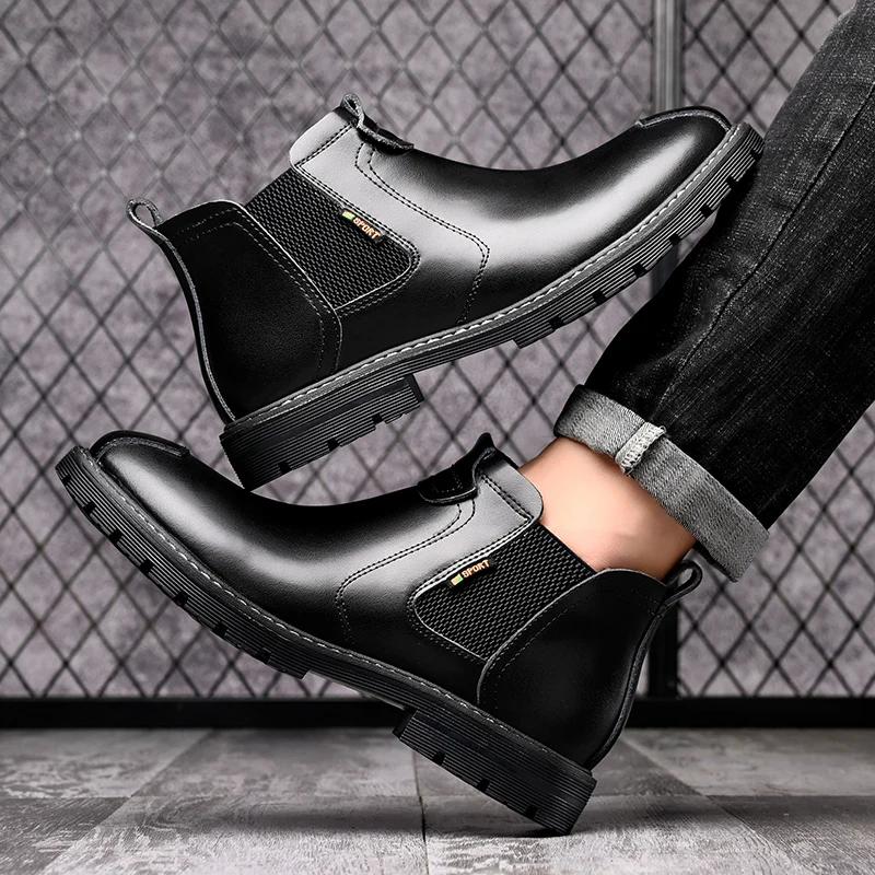 Marque de Luxe Bottes en Cuir pour Hommes Italien Extérieur Affaires Designer Travail Robe Bottines pour Hommes Fait Main Chaussures Formelles Décontractées