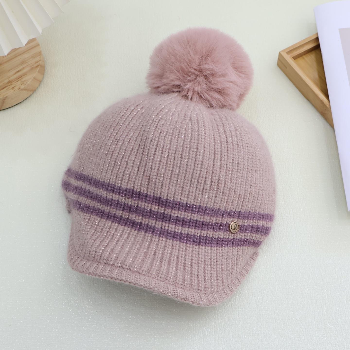 

Шерстяная черная шапка женская осенне-зимняя с защитой ушей вязаная шапка теплая шапка average size (54-58cm)