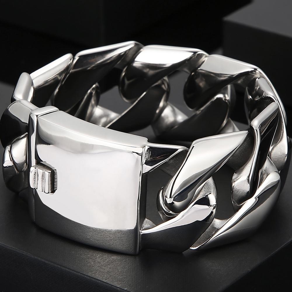 Black 31MM Chunky Cuban Link Chain Bracelet for Men Heavy Stainless Steel Men's Bracelets Birthday Gifts for Dad Husband Massive