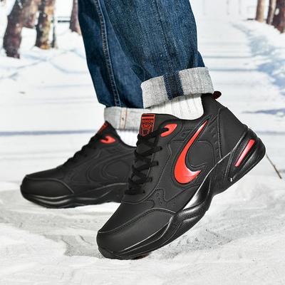 Scarpe calde in cotone velluto pelle, scarpe sportive nere invernali anti-freddo, antiscivolo e resistenti all'usura casual