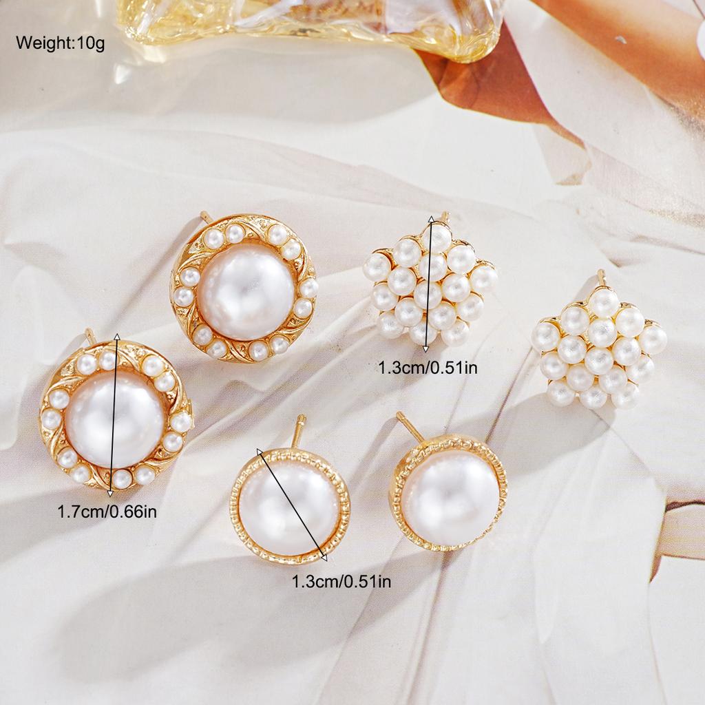 6 Pcs Fashion French Pearl Stud Earrings Set for Women Fashion Elegant Geometric Round Earring Banquet Daily Jewelry Gifts 2026