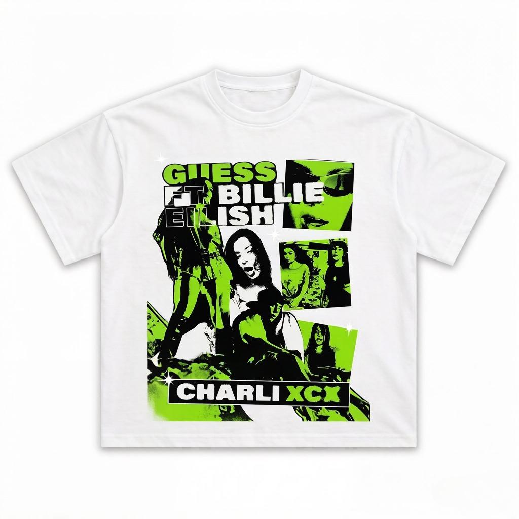 

Charli Xcx Billie Eilish Graphics Cotton Tshirt Unisex 2026 New Summer Hip Hop Unisex Short Sleeve Casual Shirt Fan Gifts 2XL