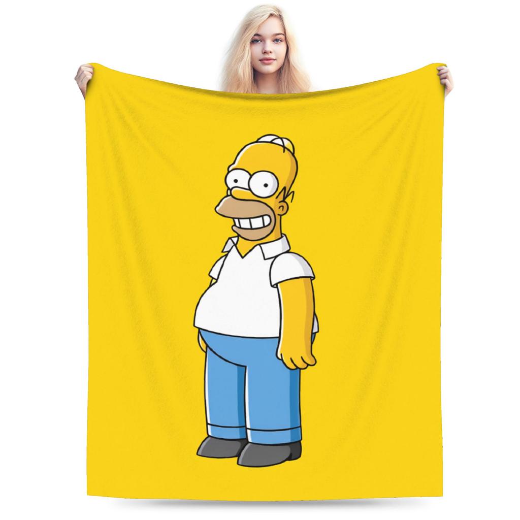 S-Simpsons Homer Donut Pattern Bedding Throws Soft Cozy Trend Blanket  For Couch Chair Camping Flannel Bedspread Bed Cover