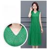 Fashionable V-Neck Sleeveless Dress Elegant Long Vest Dress Breathable Jacquard Fabric Stretchy Summer Dress