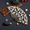Gold Powder Craft Chinese Flower Folding Fan Small Fan Lace Decorated Fan  Dance Fan
