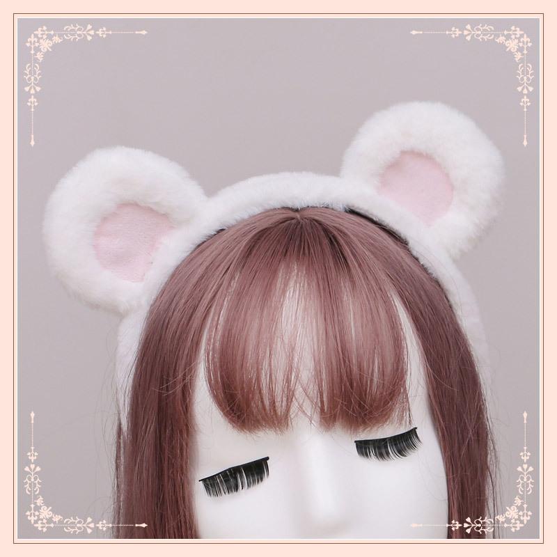 A handmade Japanese cute plush bear ear Lolita headgear cosplay accessories animal ear headband one size fits all