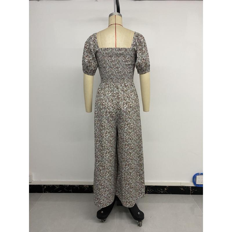 Women's Summer Jumpsuit Slim Elastic Print Jumpsuit Pants