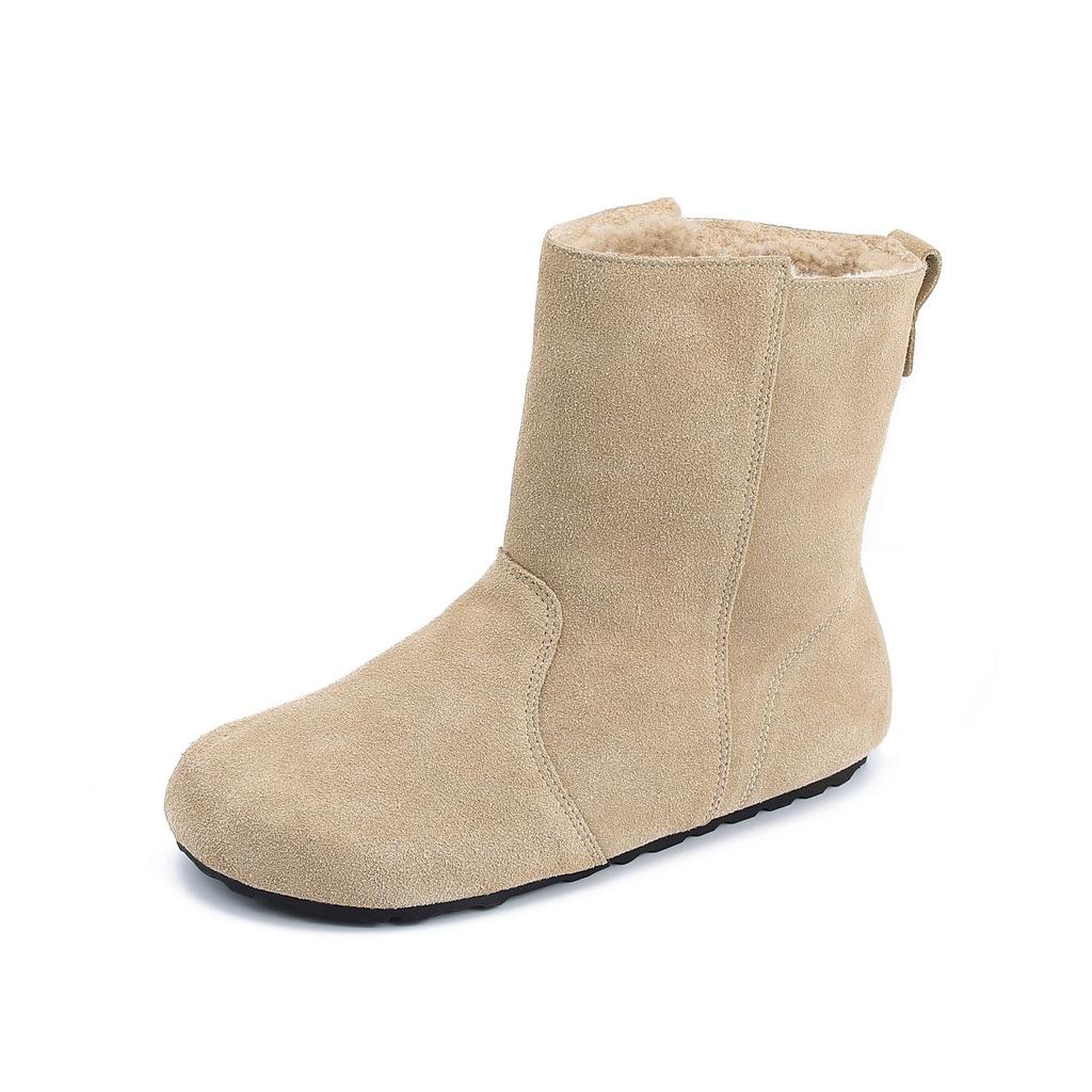 Grape Mother Winter New Short Boken Boots Women's Outer Wear Warm Thick Velvet Snow Boots Big Head Women's Boots Rear Zipper Women