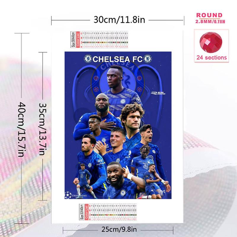 Chelsea FC 100% Round Full Drill 5D DIY Diamond Painting Embroidery Cross Stitch Rhinestone Décor