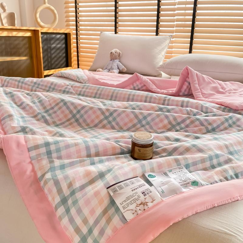 Japanese Style Quilt for Summer Checkered Summer Bedspread for Beds Single/Queen/King Striped Summer Comforter and Blankets Bed