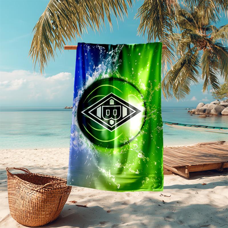 Beweis Strandtuch mit Borussia Mönchengladbach Logo Muster - weich, saugfähig, schnelltrocknend, maschinenwaschbar - perfekt zum Schwimmen, Camping, Baden