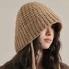 1PCS  Winter Women's Woolen Hat, Tied Knit Hat, Warm Ear Protection, Stacking Hat