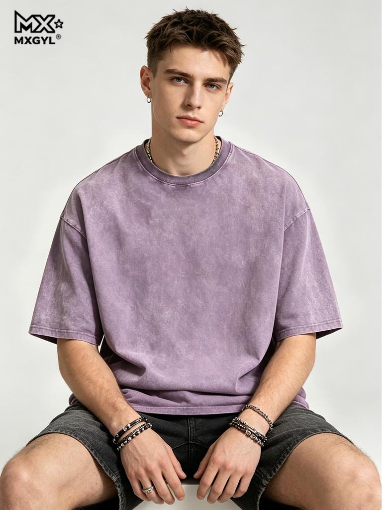 Tričko s kyselinovým praním Potisk Retro Punkové tričko Pro muže Ženy Dospělé 100% Bavlna Harajuku Ležérní Volné Streetwear