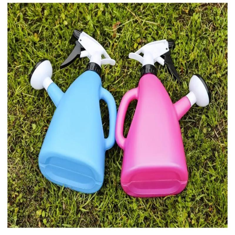 Multifunctional 2-in-1 Plastic Watering Spray Can Adjustable Pressure Portable Tool for Outdoor Garden Planting