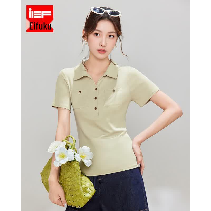 IEF Women s Casual Polo Short Sleeve Top L
