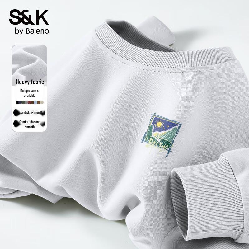 Baleno S&K Men's Loose Fit Crewneck Star Moon Print Sweatshirt