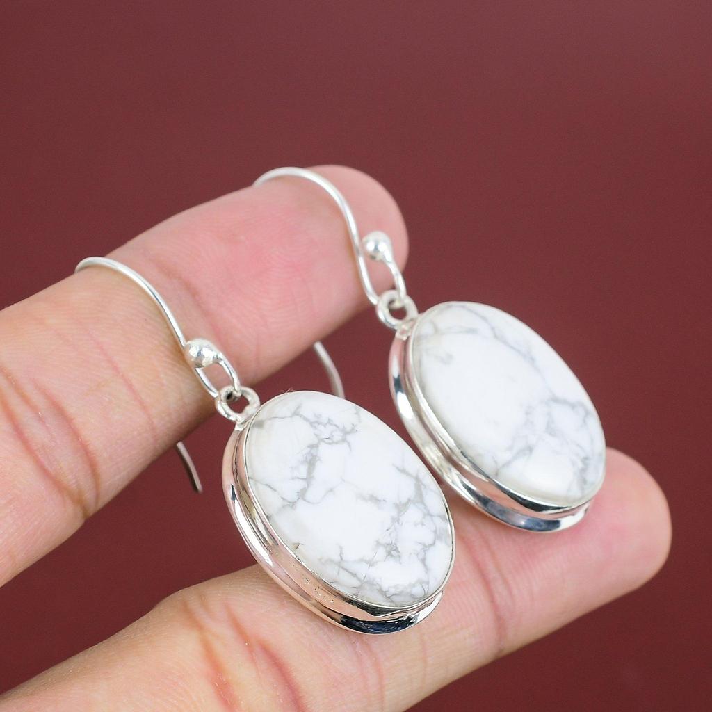 Howlite Earring Natural Gemstone Earring 925 Sterling Silver Earrings Handmade Jewelry Birthstone Earrings Brand New Jewelry Gifts For Women
