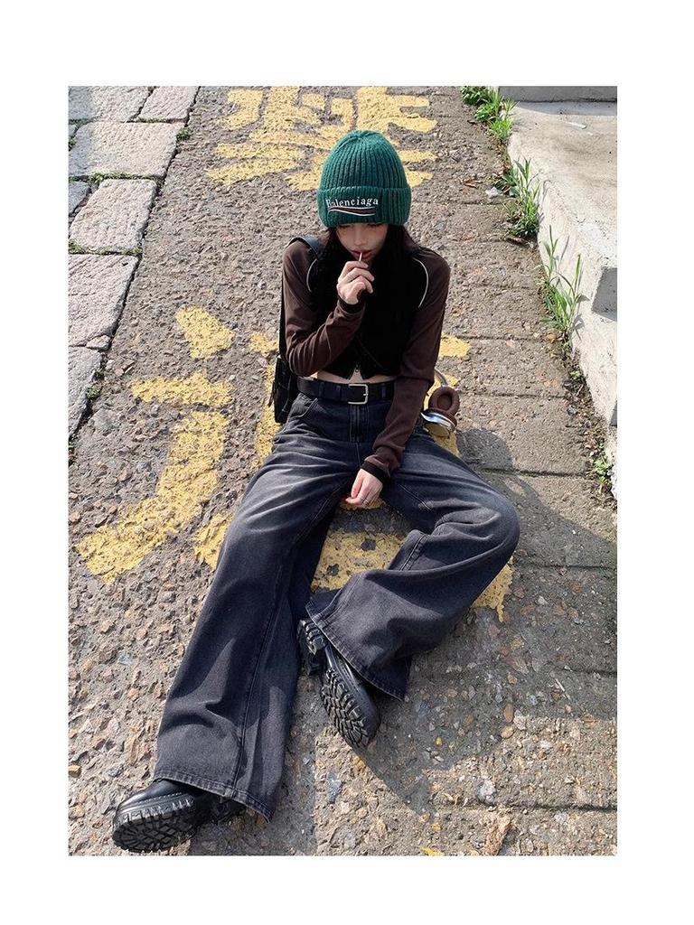 2024 Plus Size High Waist Black Wide Leg Jeans for Women - Tall, Loose, Floor-Length