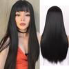 Parrucche Sintetiche Lisce con Frangia Capelli Lunghi Setosi Resistenti al Calore Parrucca Completamente Meccanica Parrucca per Cosplay Festa per Donne alla Moda