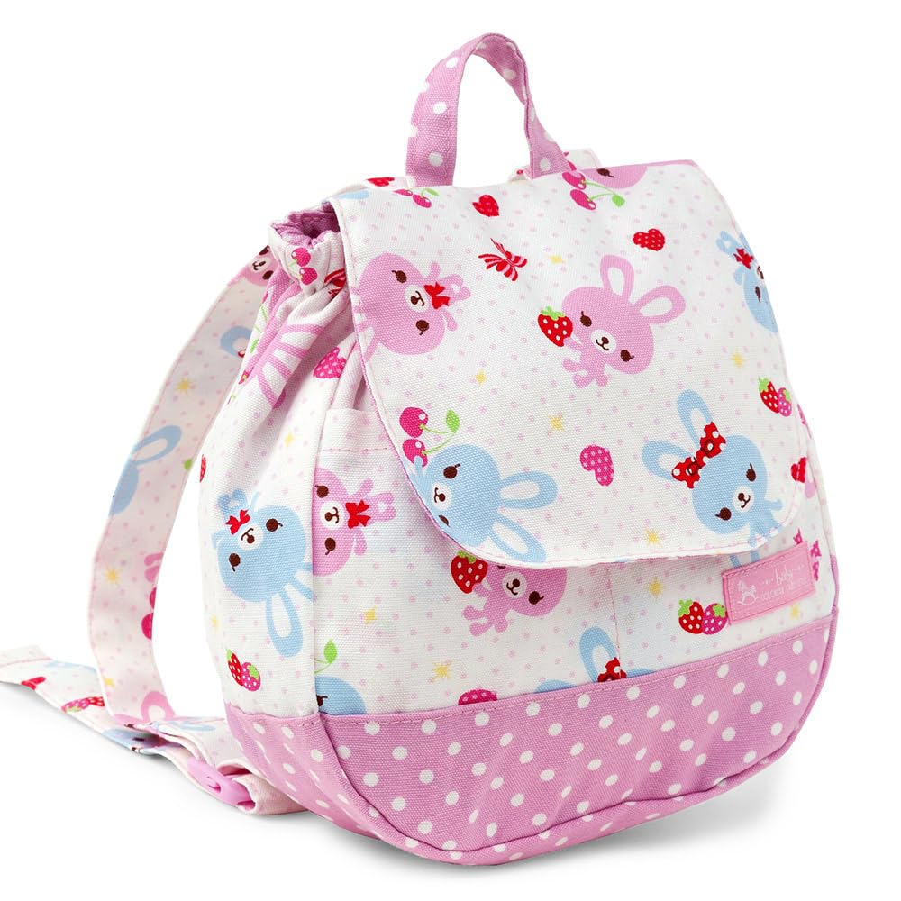 COLORFUL CANDY STYLE Rucksack für Perfekt für den ersten Geburtstag Niedlicher Glücklicher Hase und Freunde Hase Design Punkte Enthält Taschentuch-Etui Mädchen,