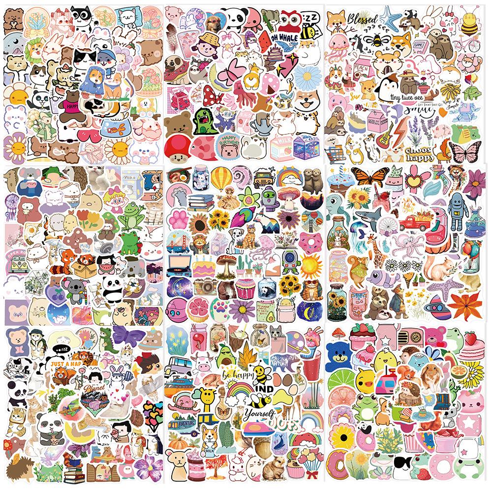 

600 Cartoon Fresh Graffiti Stickers Decorate Suitcase Guitar Without Glue Waterproof Stickers